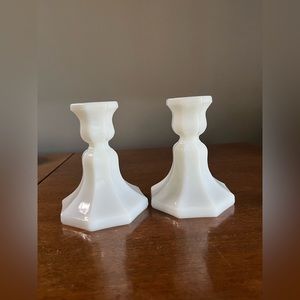 PAIR Milk Glass Candle Holders